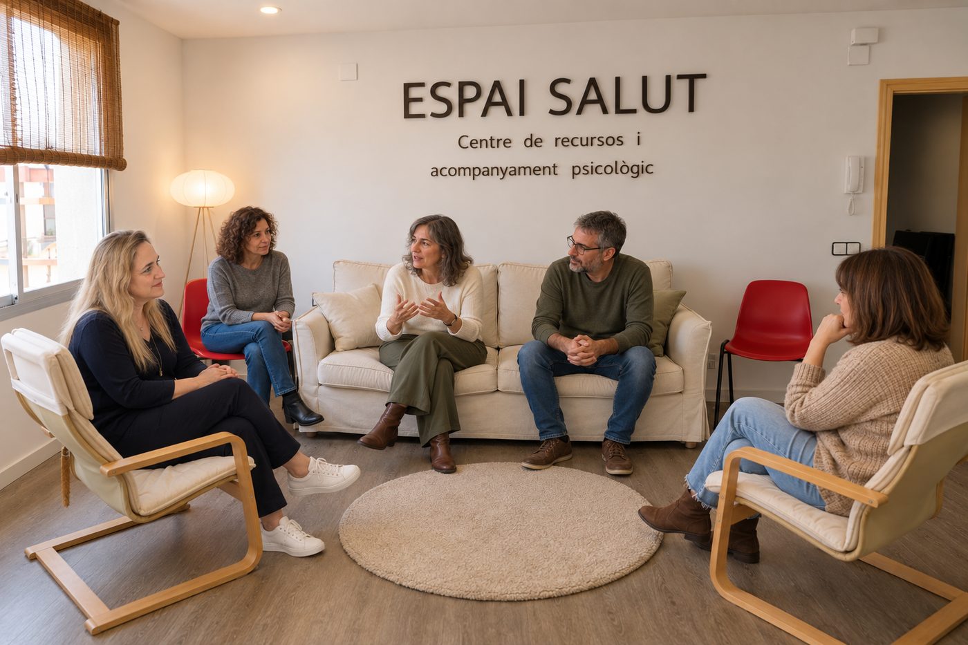 Sesión de grupo en la sala de ESPAI SALUT, Rubí